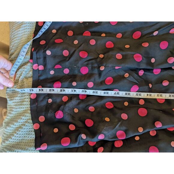 Vintage 50s Handmade Women's Small 100% Silk Black Pink Party Midi Dress Evening - Picture 12 of 14